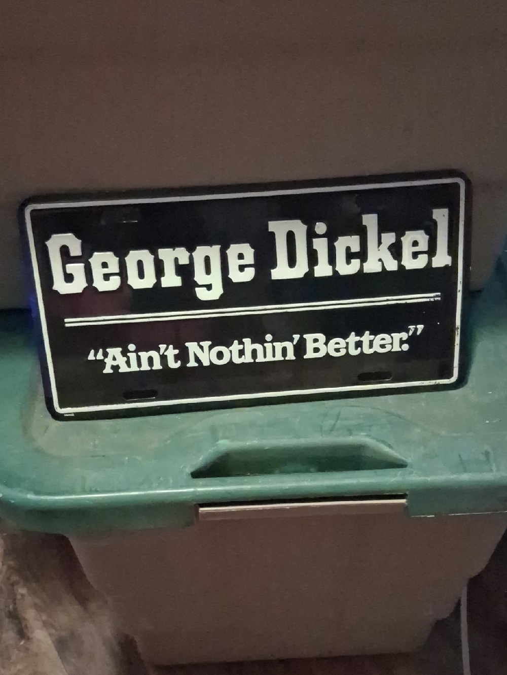 Vintage George Dickel Black and White License Plate Sign